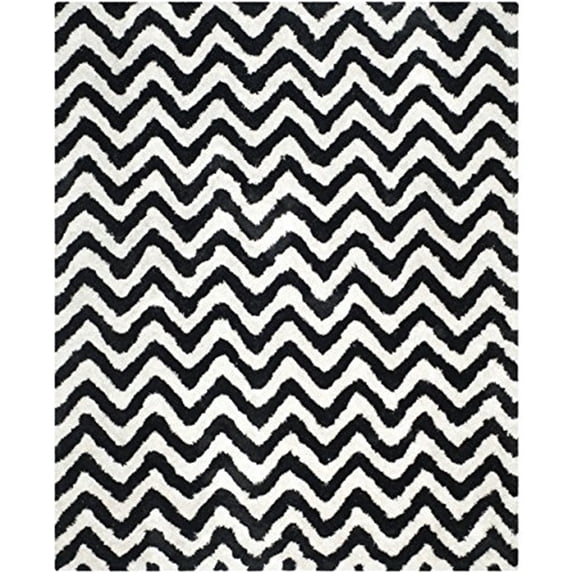 SAFAVIEH Barcelona Carmella Chevron Stripes Shag Area Rug, Ivory/Black, 9' x 12'
