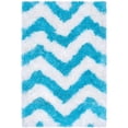 thumbnail image 1 of SAFAVIEH Barcelona Carmella Chevron Stripes Shag Area Rug, Ivory/Blue, 2' x 3', 1 of 12