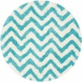 thumbnail image 1 of SAFAVIEH Barcelona Carmella Chevron Stripes Shag Area Rug, Ivory/Blue, 5' x 5' Round, 1 of 6