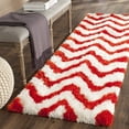 thumbnail image 1 of SAFAVIEH Barcelona Carmella Chevron Stripes Shag Area Rug, Ivory/Rust, 5' x 5' Square, 1 of 7
