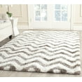 thumbnail image 1 of SAFAVIEH Barcelona Carmella Chevron Stripes Shag Area Rug, Ivory/Silver, 4' x 6', 1 of 7