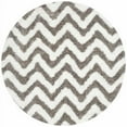 thumbnail image 1 of SAFAVIEH Barcelona Carmella Chevron Stripes Shag Area Rug, Ivory/Silver, 5' x 5' Round, 1 of 7