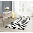 thumbnail image 1 of SAFAVIEH Barcelona Carmella Chevron Stripes Shag Runner Rug, Ivory/Black, 2'3" x 8', 1 of 12