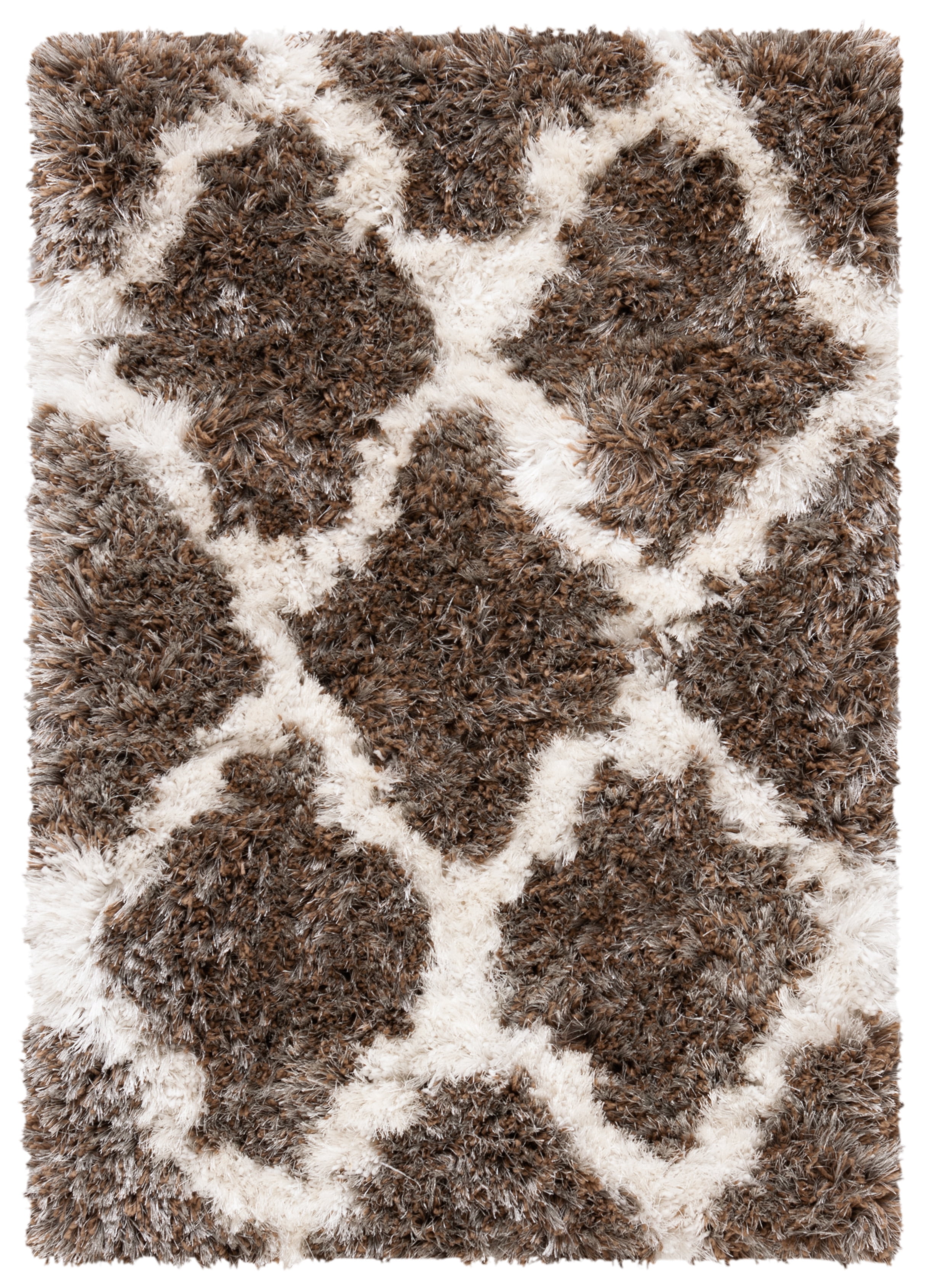 Ivory and Silver Hand-Tufted Shag Rug 2' 4" x 3' 11"