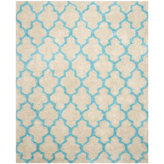 SAFAVIEH Barcelona Mira Geometric Shag Area Rug, Cream/Blue, 8' x 10'