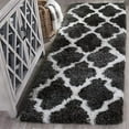 thumbnail image 1 of SAFAVIEH Barcelona Mira Geometric Shag Runner Rug, Graphite/Ivory, 2'3" x 7', 1 of 5