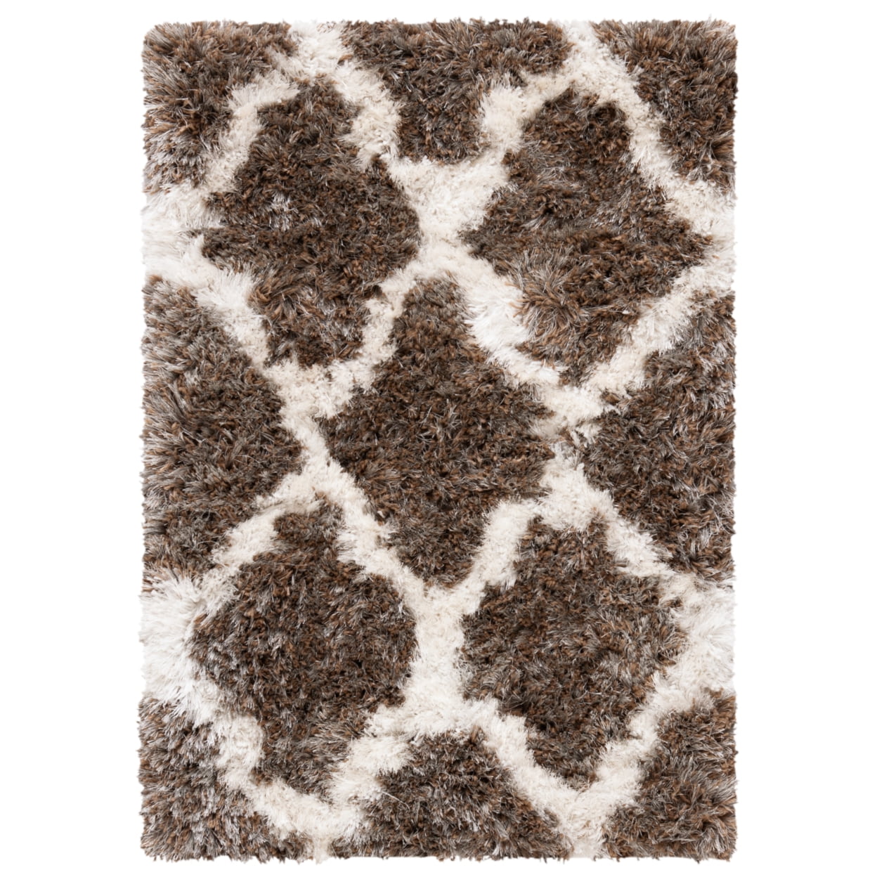 Ivory and Silver Hand-Tufted Shag Rug 2' 4" x 3' 11"