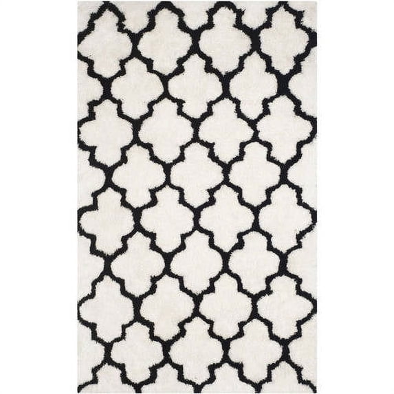 SAFAVIEH Barcelona Shag Mira Geometric Area Rug, Ivory/Black, 5' x 8'