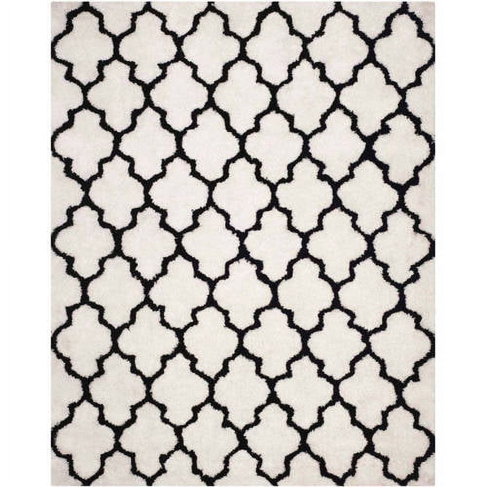 Hand-Tufted Ivory and Black Cotton Shag Rug, 6' x 9'