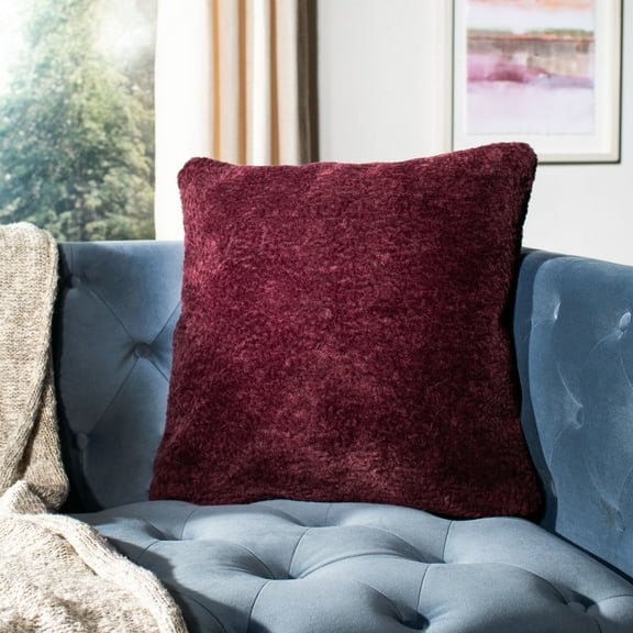 SAFAVIEH Barica 20" x 20" Velvet Plush Pillow, Dark Red