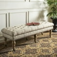 thumbnail image 1 of SAFAVIEH Barney Tufted Bench Brass Nail Head True Taupe, 1 of 7