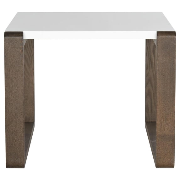 SAFAVIEH Bartholomew Lacquer End Table, White/Dark Brown