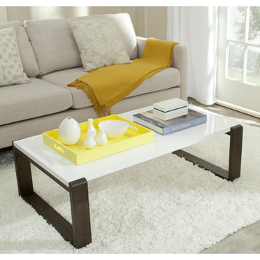 SAFAVIEH Bartholomew Scandinavian Lacquer Coffee Table White / Dark Brown