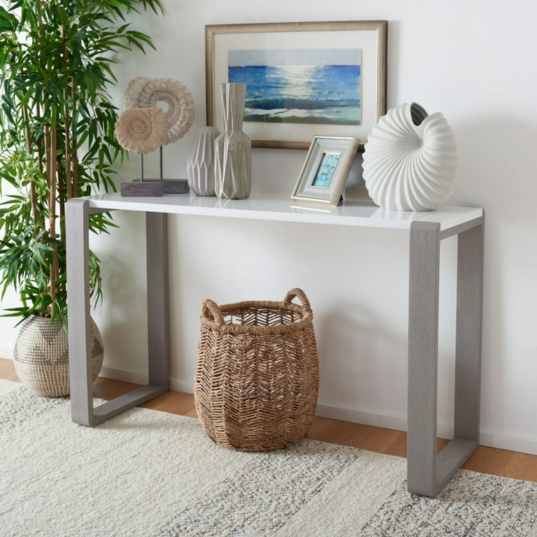 SAFAVIEH Bartholomew Scandinavian Lacquer Console Table White Grey