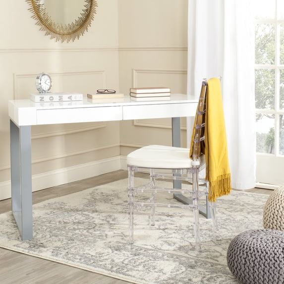 SAFAVIEH Barton Modern Glam Lacquer Writing Desk, White