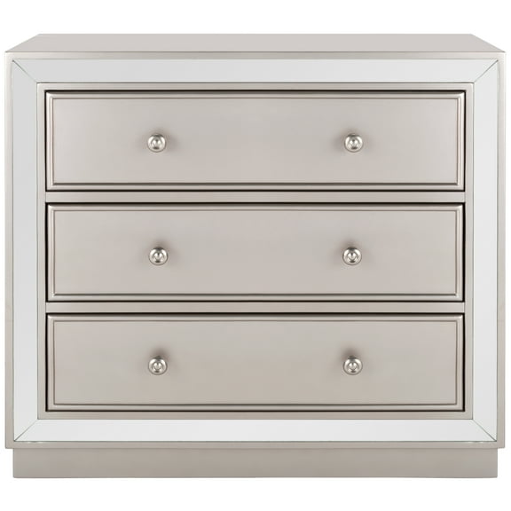 SAFAVIEH Basie Contemporary 3 Drawer Chest, Champagne (31.9 in. W x 16 in. D x 29 in. H)