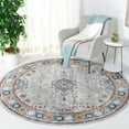 thumbnail image 1 of SAFAVIEH Bayside Bruno Oriental Polyester Machine Washable Area Rug, Light Gray/Blue, 6'7" x 6'7" Round, 1 of 12