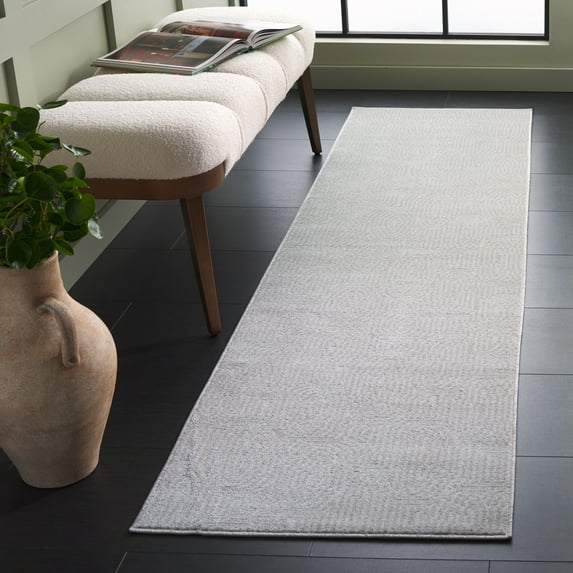 SAFAVIEH Bayside Hubert Texture Polyester Machine Washable Runner Rug, Ivory/Light Gray, 2'2" x 8'