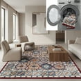 thumbnail image 1 of SAFAVIEH Bayside Jarvis Oriental Polyester Machine Washable Area Rug, Blue/Red, 5'3" x 7'6", 1 of 13