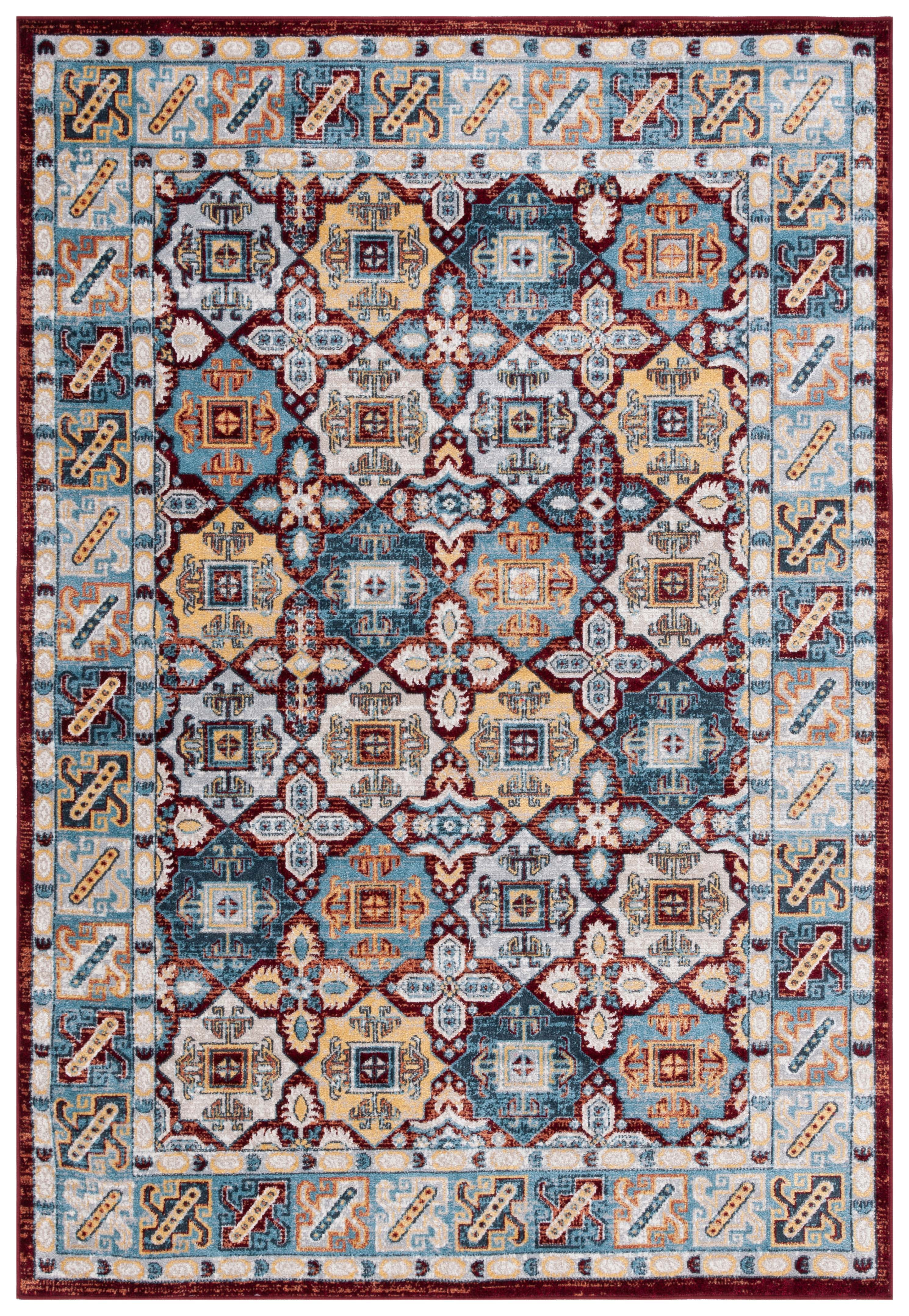 Coastal Charm Blue Synthetic 5'x7' Easy-Care Area Rug