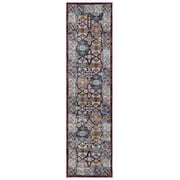 SAFAVIEH Bayside Jarvis Oriental Polyester Machine Washable Runner Rug, Blue/Red, 2'2" x 8'