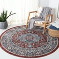 thumbnail image 1 of SAFAVIEH Bayside Keila Oriental Polyester Machine Washable Area Rug, Red/Blue, 6'7" x 6'7" Round, 1 of 12