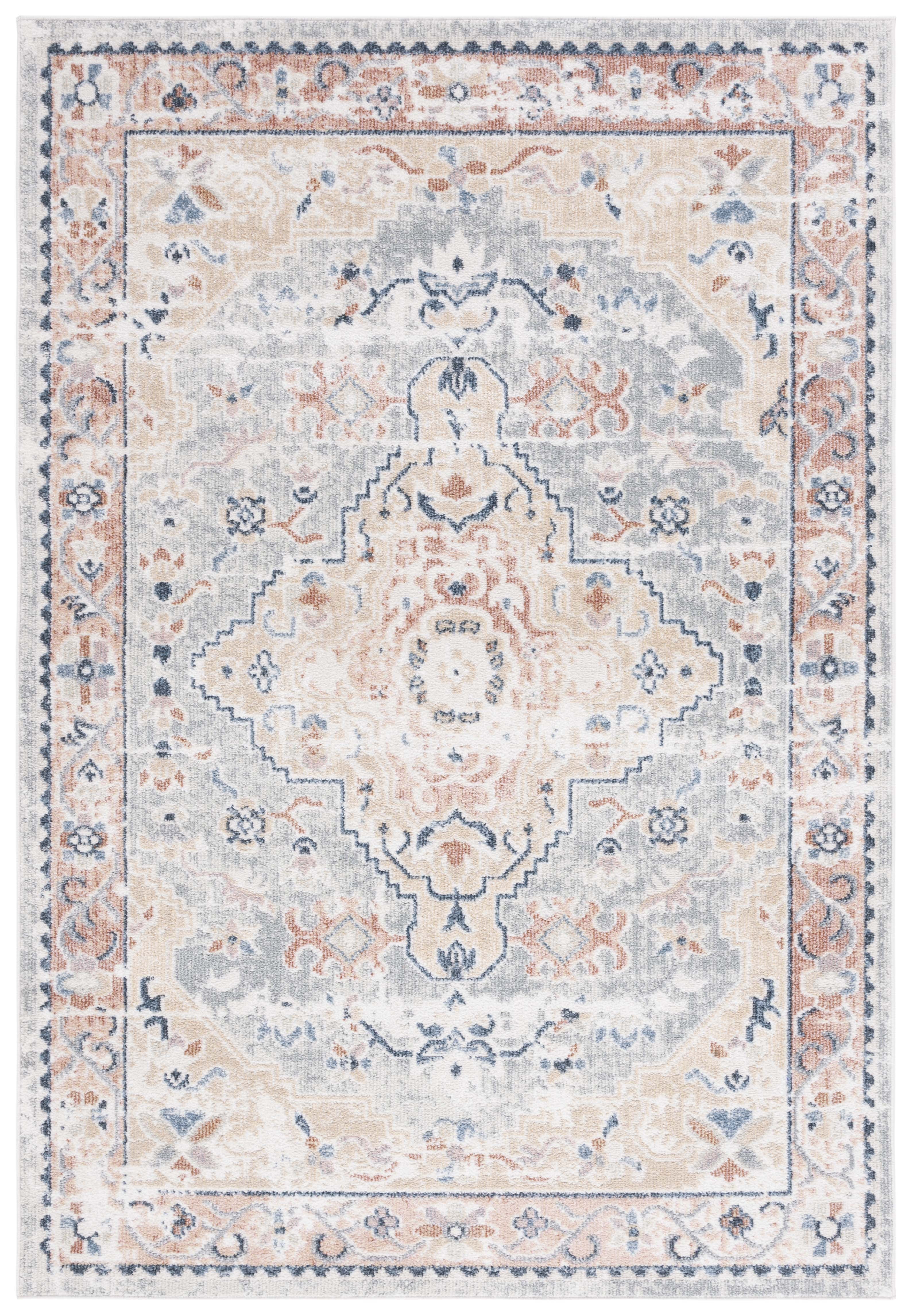 Sage and Gold Synthetic Short Pile Boho Area Rug, 10' x 14'
