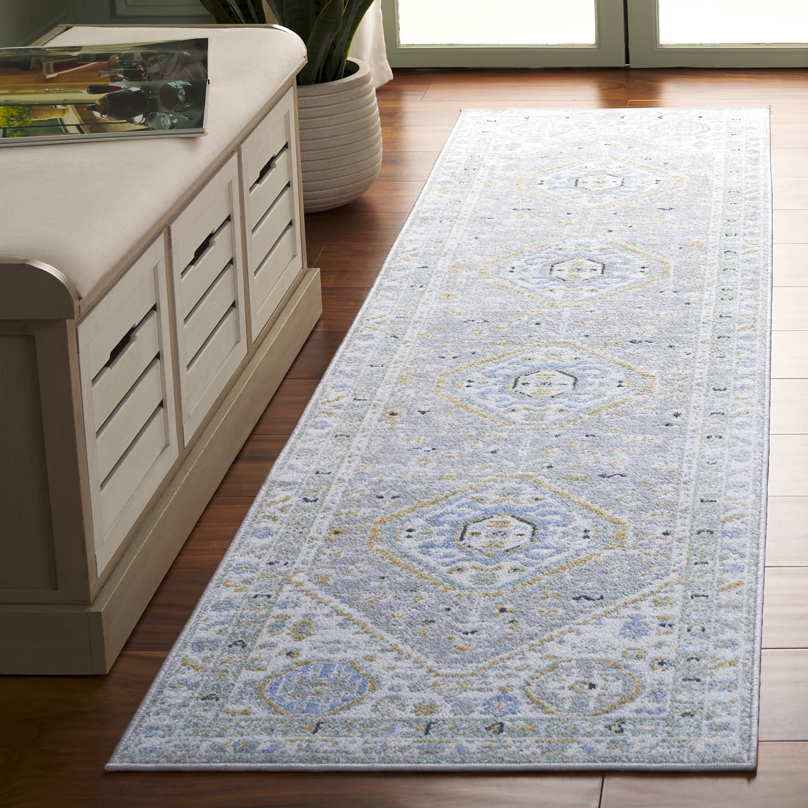 Polyester Runner Rugs SAFAVIEH Bayside Sherwood Oriental Polyester Runner Rug, Green/Gray, 2 ...