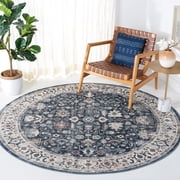 SAFAVIEH Bayside Sheryll Floral Polyester Machine Washable Area Rug, Blue/Gray, 6'7" x 6'7" Round