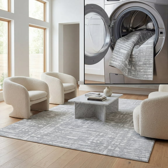 SAFAVIEH Bayside York Abstract Polyester Area Rug, Green/Gray, 9' x 12'