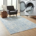thumbnail image 1 of SAFAVIEH Bayside York Abstract Polyester Machine Washable Area Rug, Ivory/Blue, 5'3" x 7'6", 1 of 13