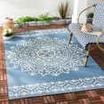 thumbnail image 1 of SAFAVIEH Beach House Braiden Medallion Indoor/Outdoor Area Rug Cream/Blue, 6'7" x 6'7" Square, 1 of 7