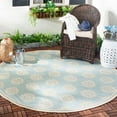 thumbnail image 1 of SAFAVIEH Beach House Callahan Geometric Indoor/Outdoor Area Rug Aqua/Cream, 6'7" x 6'7" Round, 1 of 10