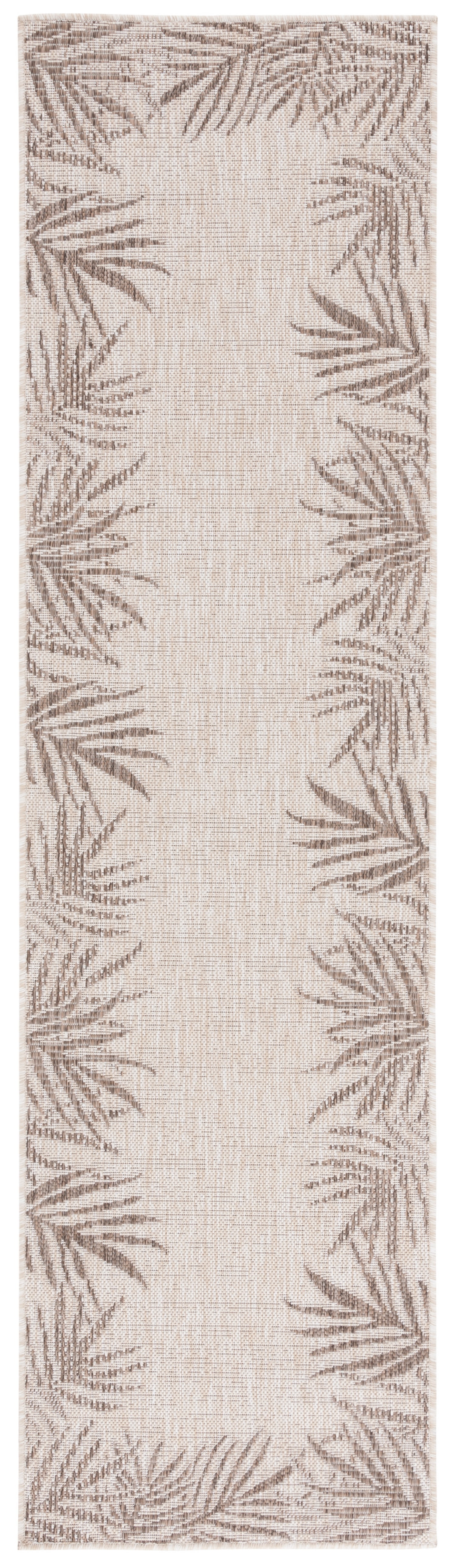SAFAVIEH Beach House Cherlyn Botanical Indoor/Outdoor Runner Rug, Beige/Brown, 2'2" x 10'