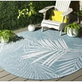 thumbnail image 1 of SAFAVIEH Beach House Declan Botanical Indoor/Outdoor Area Rug, Aqua/Ivory, 6'7" x 6'7" Round, 1 of 16