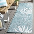 thumbnail image 1 of SAFAVIEH Beach House Declan Botanical Indoor/Outdoor Runner Rug, Aqua/Ivory, 2'2" x 8', 1 of 16
