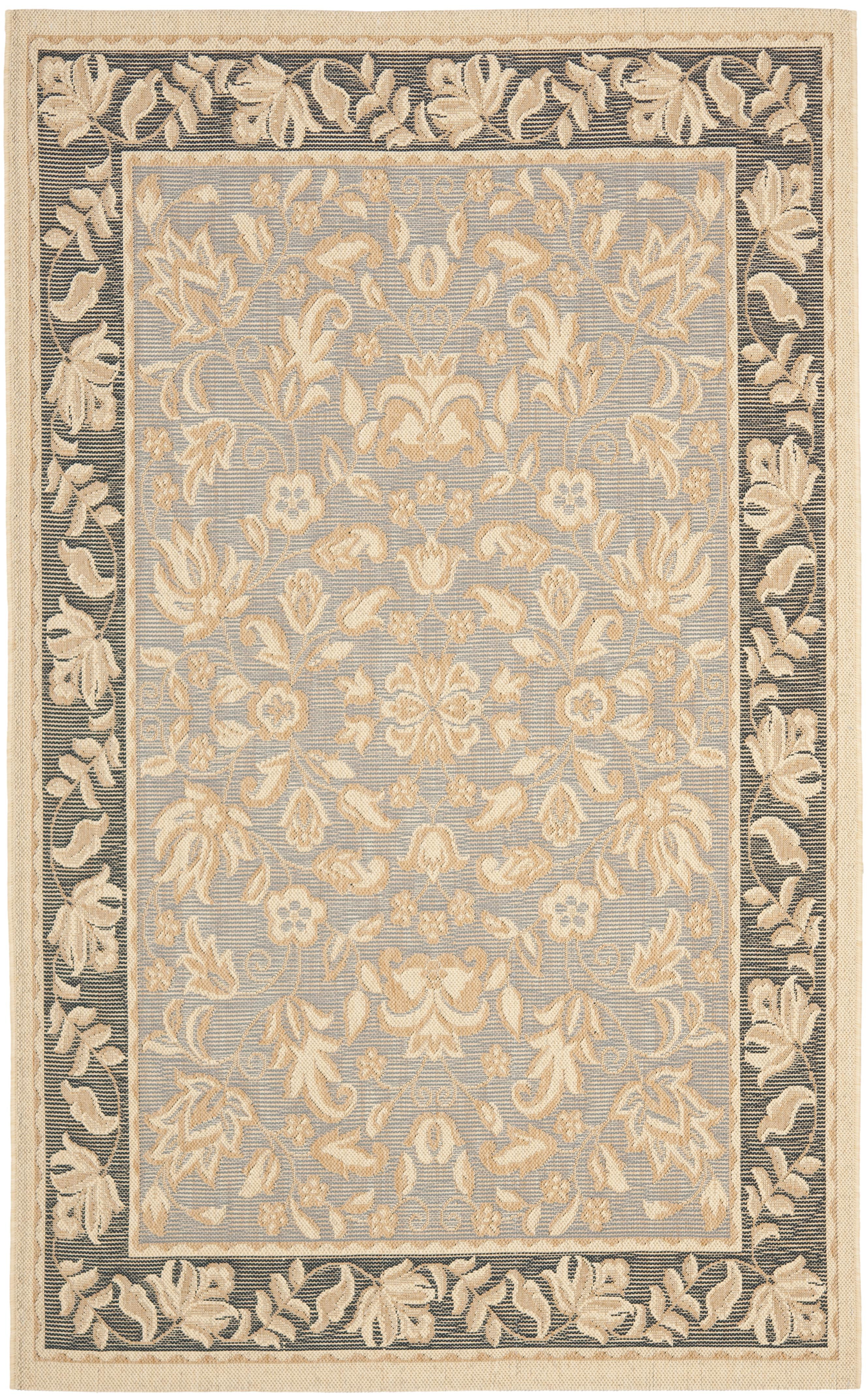 Light Blue and Espresso Synthetic Medium Rectangle Rug