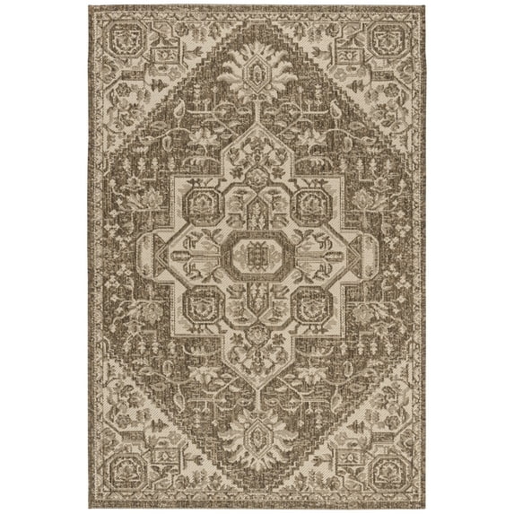 SAFAVIEH Beach House Diggory Medallion Indoor/Outdoor Area Rug, Cream/Beige, 3' x 5'