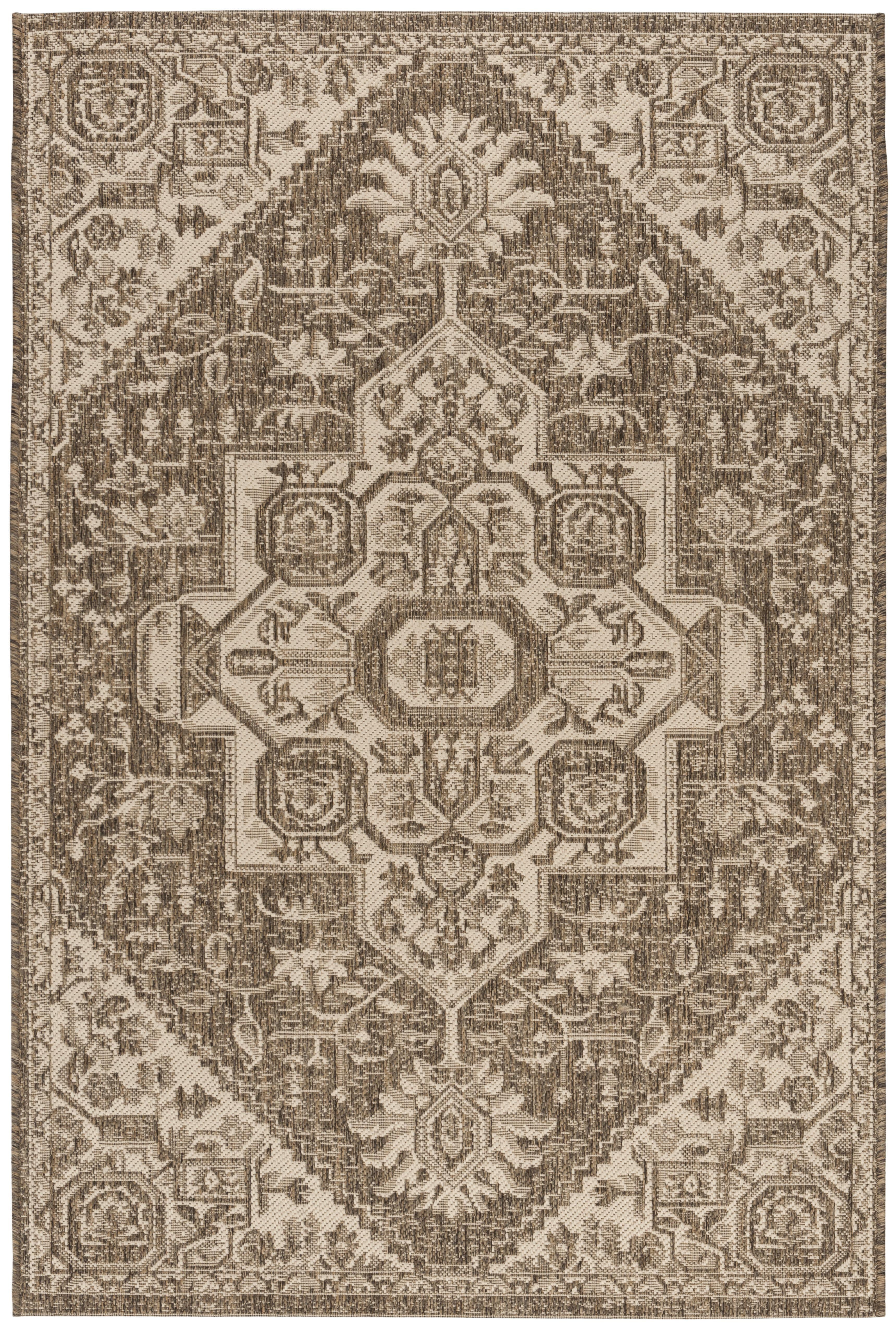 SAFAVIEH Beach House Diggory Medallion Indoor/Outdoor Area Rug, Cream/Beige, 4' x 6'
