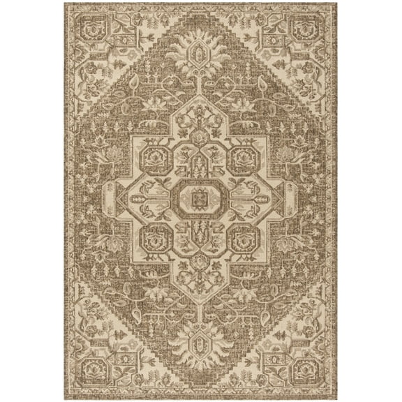 SAFAVIEH Beach House Diggory Medallion Indoor/Outdoor Area Rug, Cream/Beige, 5'3" x 7'6"