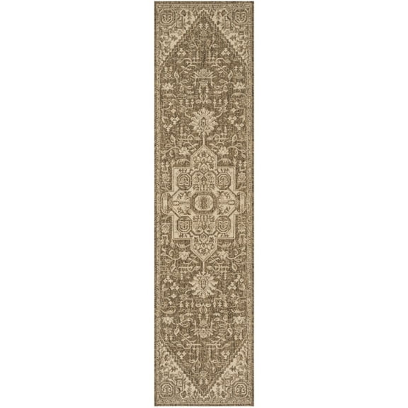 SAFAVIEH Beach House Diggory Medallion Indoor/Outdoor Runner Rug, Cream/Beige, 2'2" x 6'