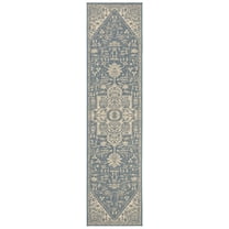 SAFAVIEH Beach House Diggory Medallion Indoor/Outdoor Runner Rug, Cream/Blue, 2'2" x 6'