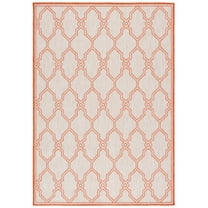 SAFAVIEH Beach House Faith Geometric Indoor/Outdoor Area Rug, Beige/Orange, 5'3" x 7'6"
