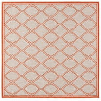 SAFAVIEH Beach House Faith Geometric Indoor/Outdoor Area Rug, Beige/Orange, 6'7" x 6'7" Square