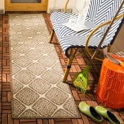 SAFAVIEH Beach House Frazier Geometric Indoor/Outdoor Runner Rug, Cream/Beige, 2'2" x 8'