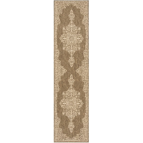 SAFAVIEH Beach House Harding Traditional Indoor/Outdoor Runner Rug Cream/Beige, 2' x 8'