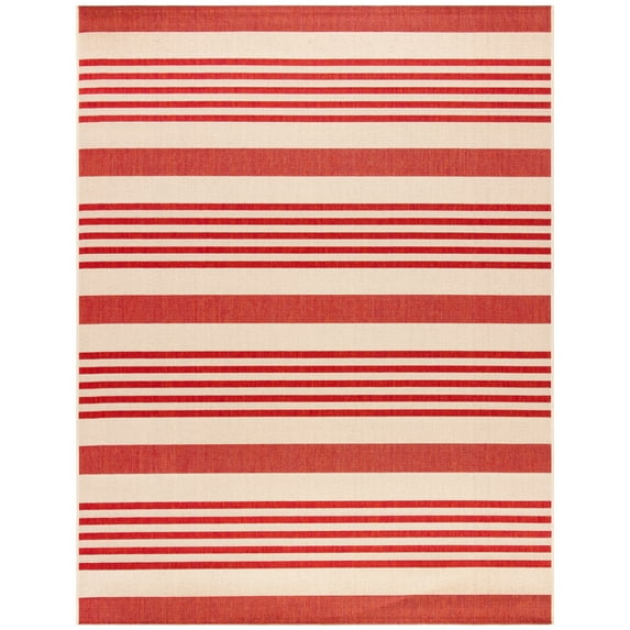 SAFAVIEH Beach House Henry Striped Indoor/Outdoor Area Rug, Beige/Red, 4' x 6'