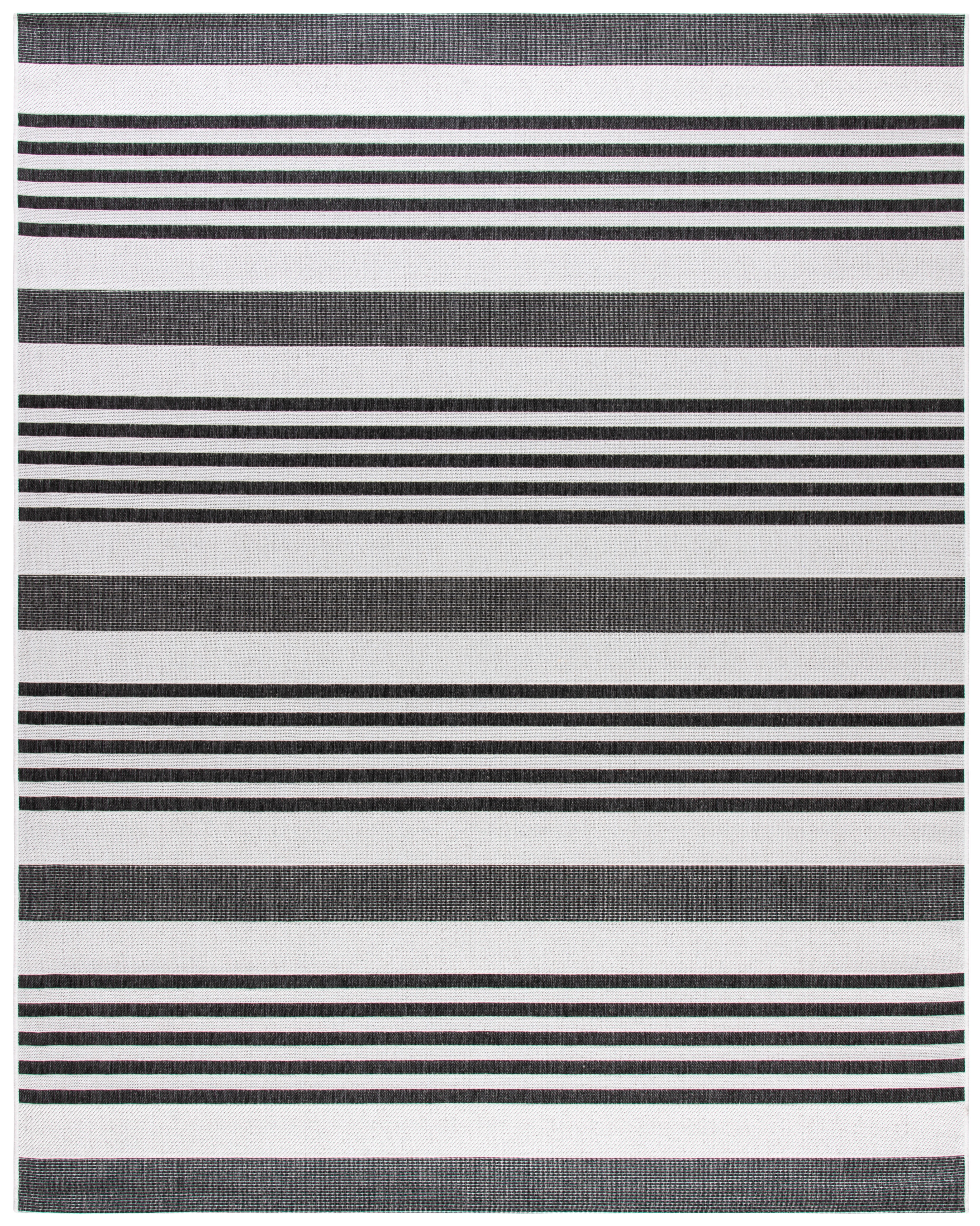 Light Grey and Charcoal Striped Synthetic Indoor/Outdoor Rug, 2'2" x 4'