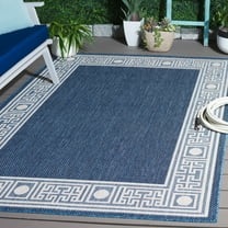 SAFAVIEH Beach House Hyacinth Geometric Indoor/Outdoor Area Rug, Blue/Ivory, 5'3" x 7'6"