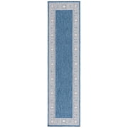 SAFAVIEH Beach House Hyacinth Geometric Indoor/Outdoor Runner Rug, Blue/Ivory, 2'2" x 8'